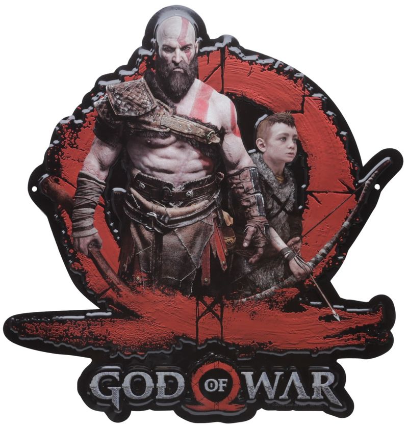 Placa-Aluminio-Recorte---God-of-War---Kratos-e-Atreus